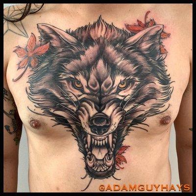 Wolf Chest Piece By Adam Guy Hays