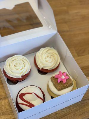 Top row : Strawberry Cupcake with Cream Cheese Frosting Bottom row: Red Velvet and Almond