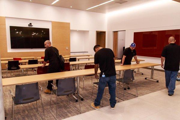 Major furniture install at USC.  $ floors of a new building at USC