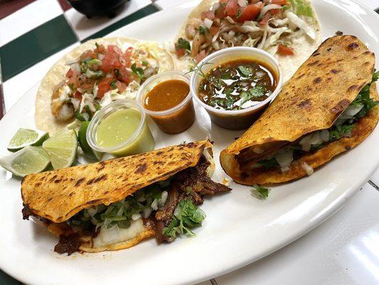 Birria Quesatacos & Shrimp Tacos