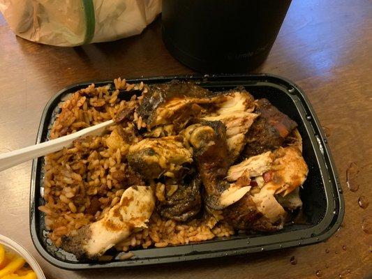 Jerk Chicken (bone-in) Rice and Peas