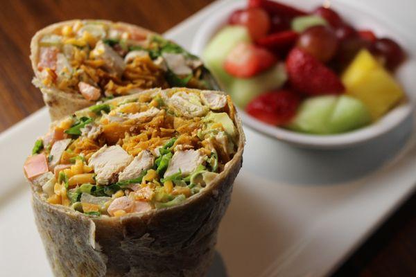 Chicken Fresca Wrap [with fresh fruit]