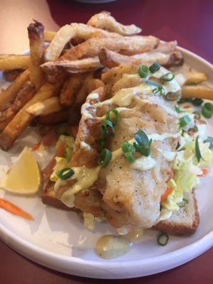 Tempura fish with plain fries. So good!