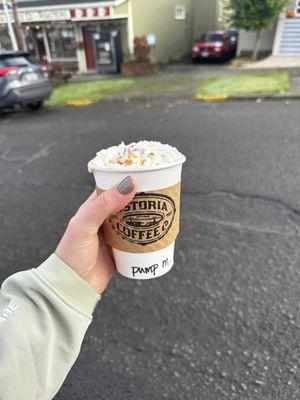 pumpkin white chocolate mocha latte