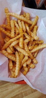 Seasoned fries. Cooked to perfection. Awesome portions!