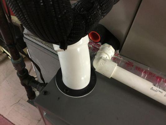 Unnecessary pipe allowing air to escape per follow-up inspection.