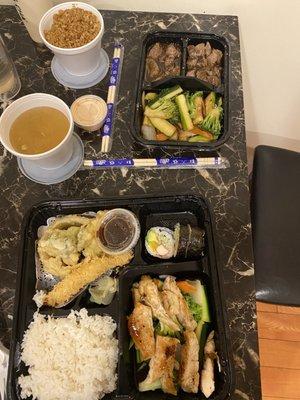 Teriyaki Chicken Bento Box and steak Hibachi Meal