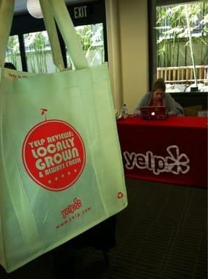 I met the one & only Katie B.!!!  She's runnin' the yelp "booth" @ Ninja-Con. Check out my yelp goody bag ;)