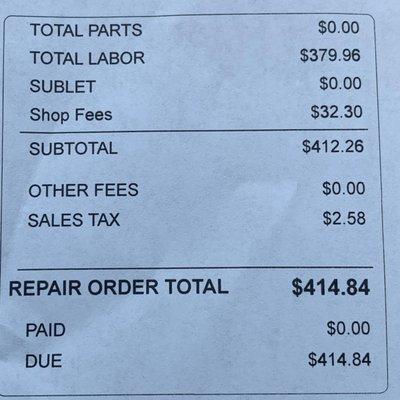 Repair Order Ticket