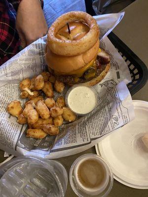 Burger and cheese curds