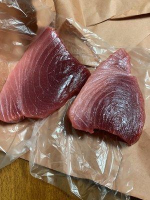 Big eye tuna steaks