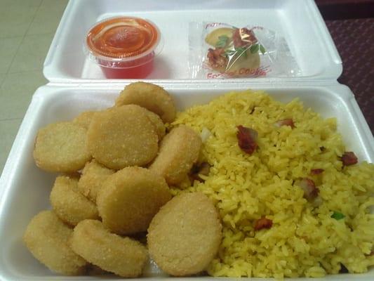 Fried scallops and pork fried rice. Both really good. Especially the scallops!