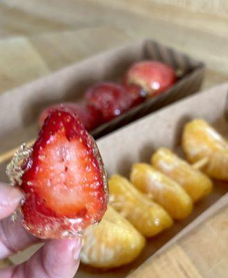 Inside a strawberry.