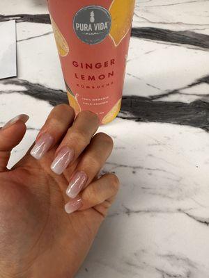 apres nails with pink to white ombré