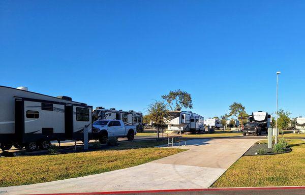 The drive-through pad sites are the widest foundation pads I've ever stayed at.