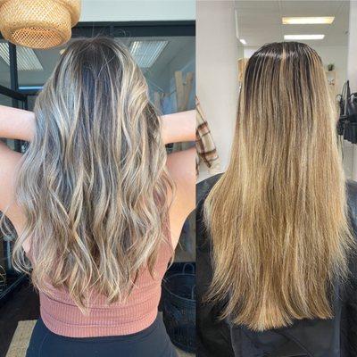 Reverse balayage and tone