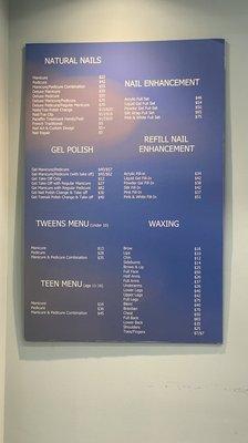 Service menu (as of July 2022)