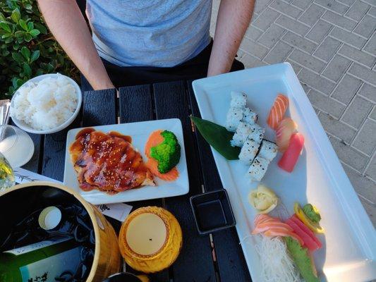 Chicken Teriyaki + Sushi Dinner