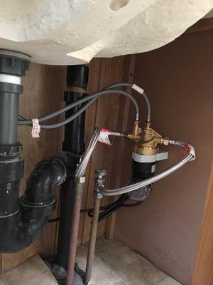 Hot water recirculating pump installation. "Get your hot water fast!"