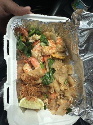 Pad see ew with shrimp