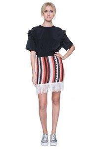 Red Knit Fringe skirt