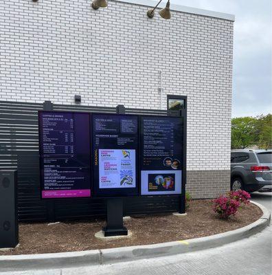 Drive-thru with easy to read menu board, complete with seasonal items listed.