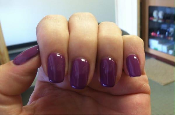 Shellac nails, color "Very Berry."