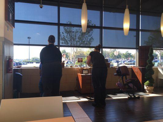 Dual chair setup in the dining area inside the Whole Foods