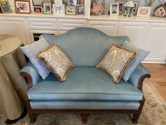 Antique Settee, pillows