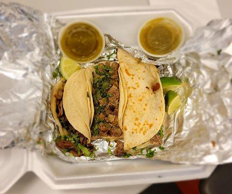 Steak, El Pastor, steak quesadilla with salsa verde