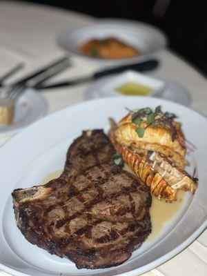 Ribeye and lobster