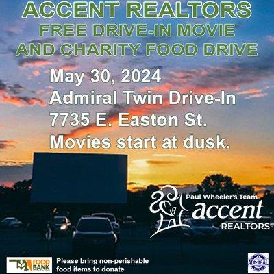 Accent Realtors Annual Drive-In Movie Night at the Admiral Twin Drive-In