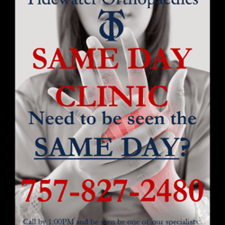 Same day appointments. Call before 1pm. Insurance eligibility required. 757-827-248