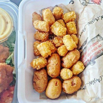 Kids mini corn dogs with tater tots