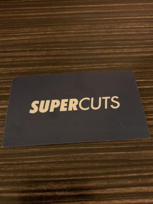 Back of business card - SUPERCUTS.