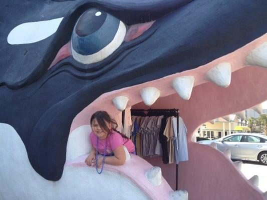 My daughter in big Willys mouth.