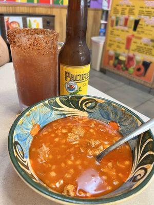 This is a the most delicious Mexican menu and Pacifico michelada beer so good taste.