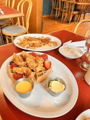 Fried Chicken and Waffles with side of hash browns it is was delicious.