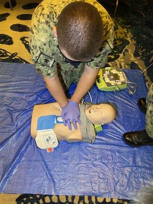 Sea Cadets learning CPR/AED skills.
 www.prevent4life.com