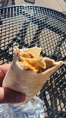 Bean, potato, chorizo special burrito. A great combination, you should try it.