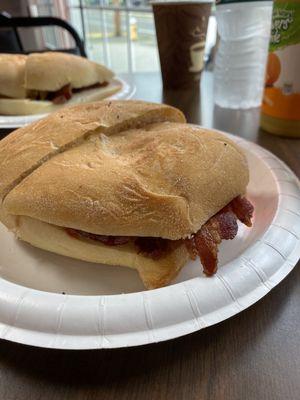 Bacon egg and cheese on a Portuguese roll