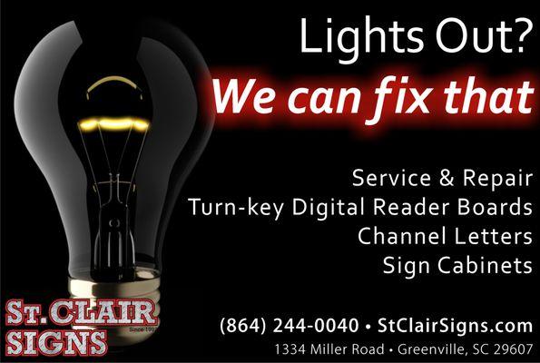 Service for your signage and lights? We can help!