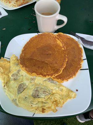 Corn beef and swiss omelette