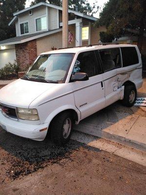 ANOTHER VIEW OF WHAT A ASPHALT TRUCK CAN DO TO A LEGALLY PARKED VEHICLE IN THE CUL DE SAC