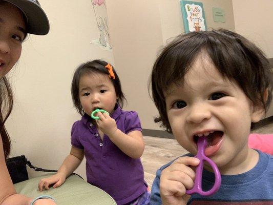 Toothy kids Learning how to brush brush brush.