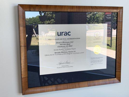 Dottie's Pharmacy Specialty & Compounding URAC accreditation.