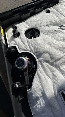 Alpine speakers mounted on Tesla Model Y