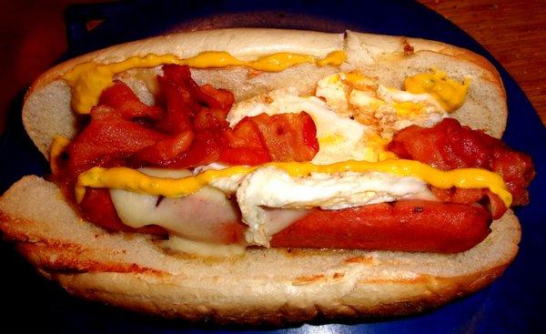 Substantial breakfast hot dog