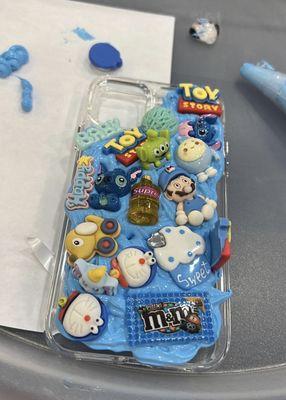 My brothers phone case she helped him with some charms that's cool and he loves it