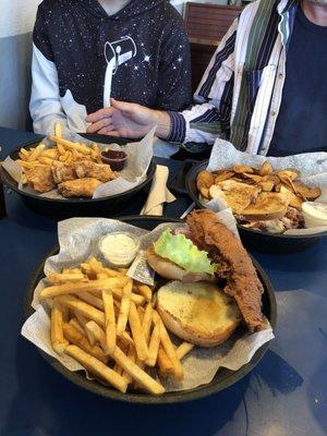 Flounder sandwich, Reuben sandwich and chicken tenders basket! Great portions and fresh food!